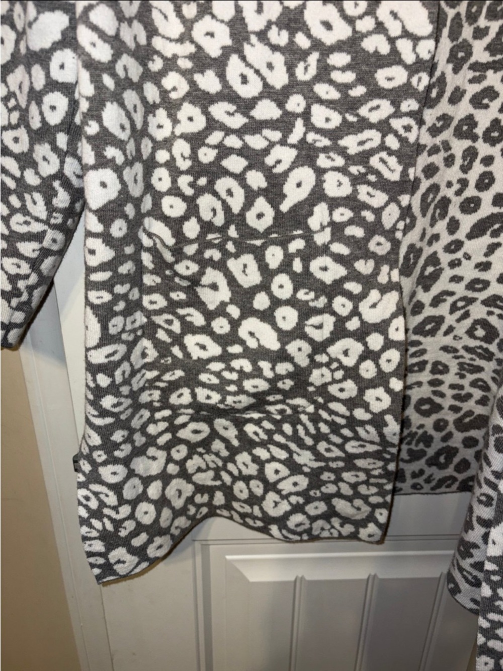 Ruby Rd. Grey and White Leopard Teddy Jacket - Picture 6 of 7